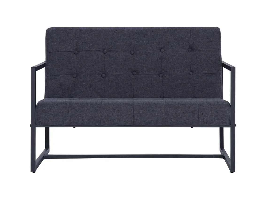 Sofá 2 plazas con reposabrazos Gris oscuro Acero y tela