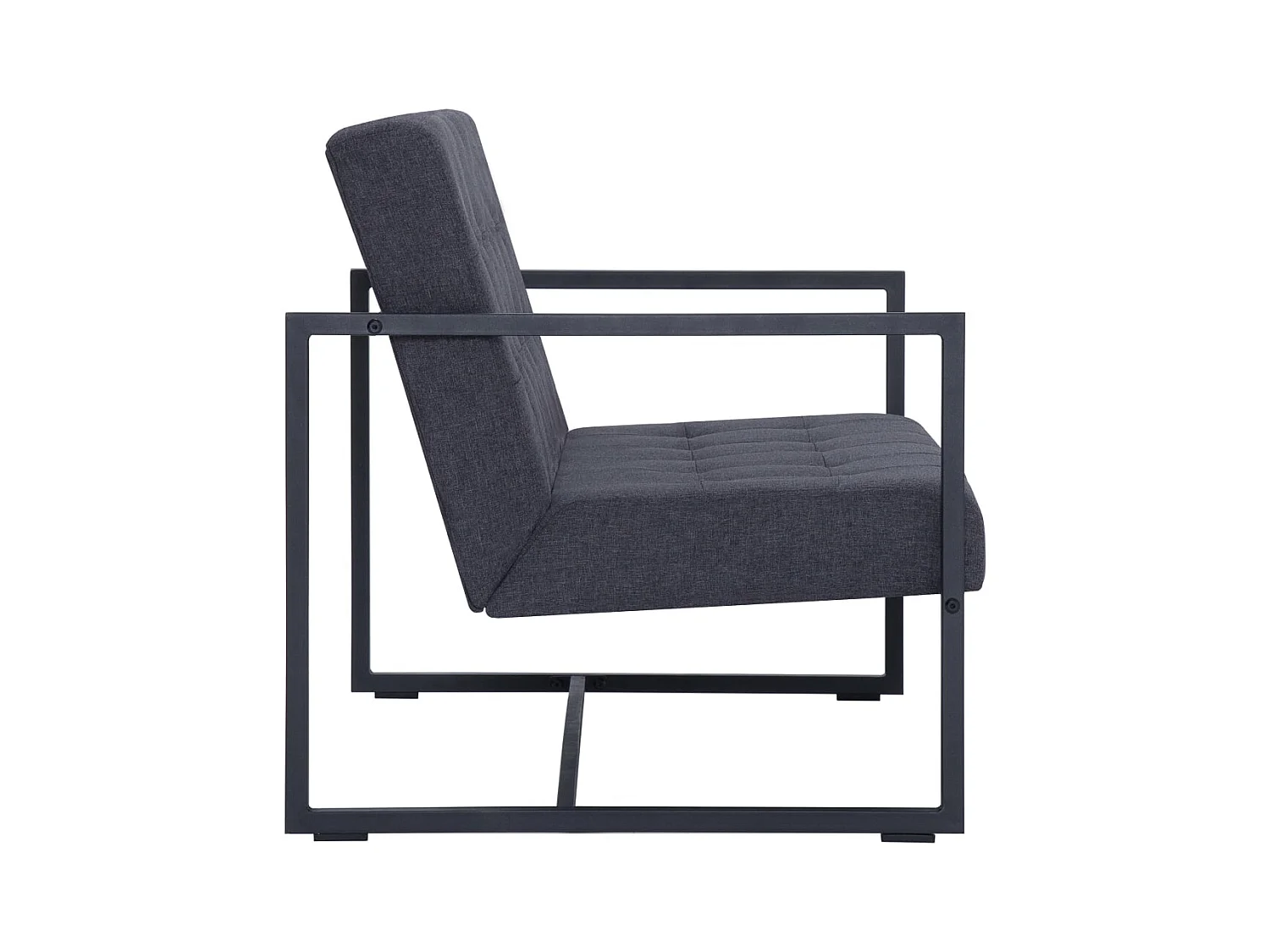 Sofá 2 plazas con reposabrazos Gris oscuro Acero y tela