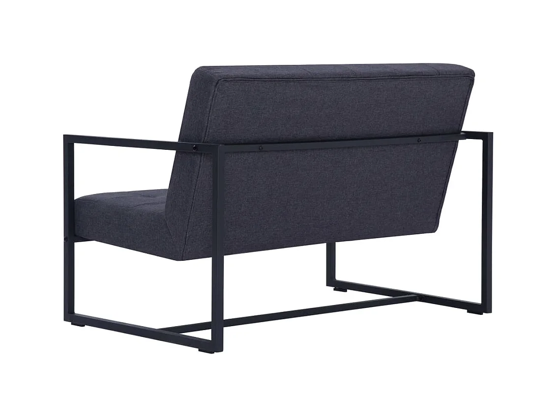 Sofá 2 plazas con reposabrazos Gris oscuro Acero y tela