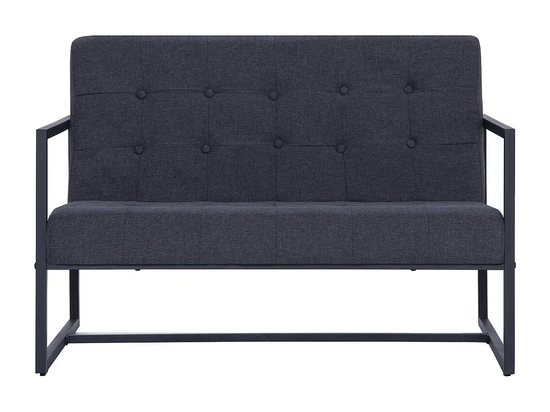 Sofa à 2 places avec accoudoirs Gris foncé Acier et tissu