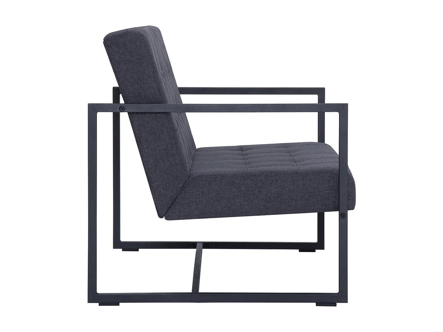 Sofa à 2 places avec accoudoirs Gris foncé Acier et tissu