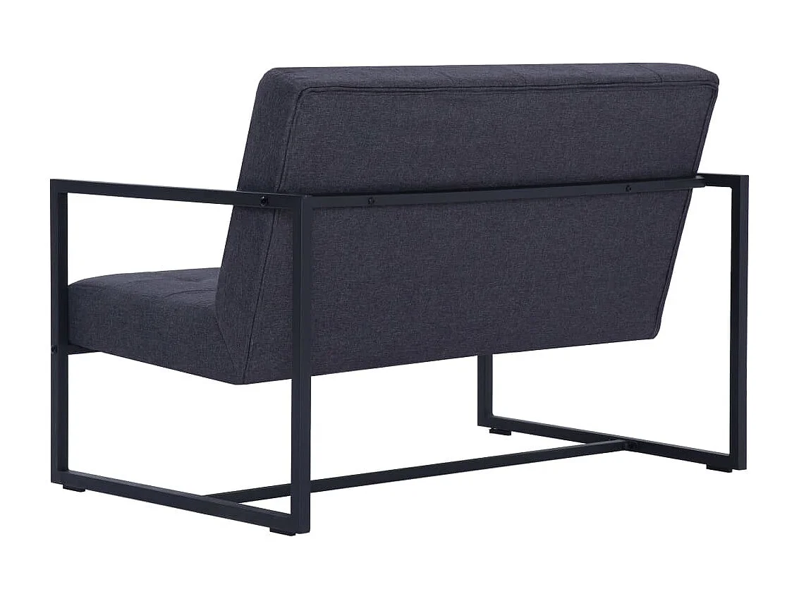 Sofa à 2 places avec accoudoirs Gris foncé Acier et tissu