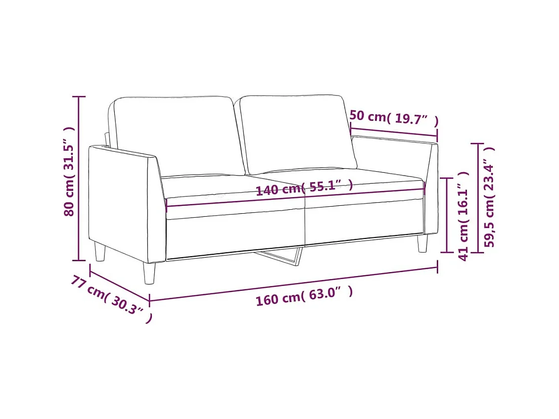 2-zits Cappuccino bank 140 cm Kunstleer