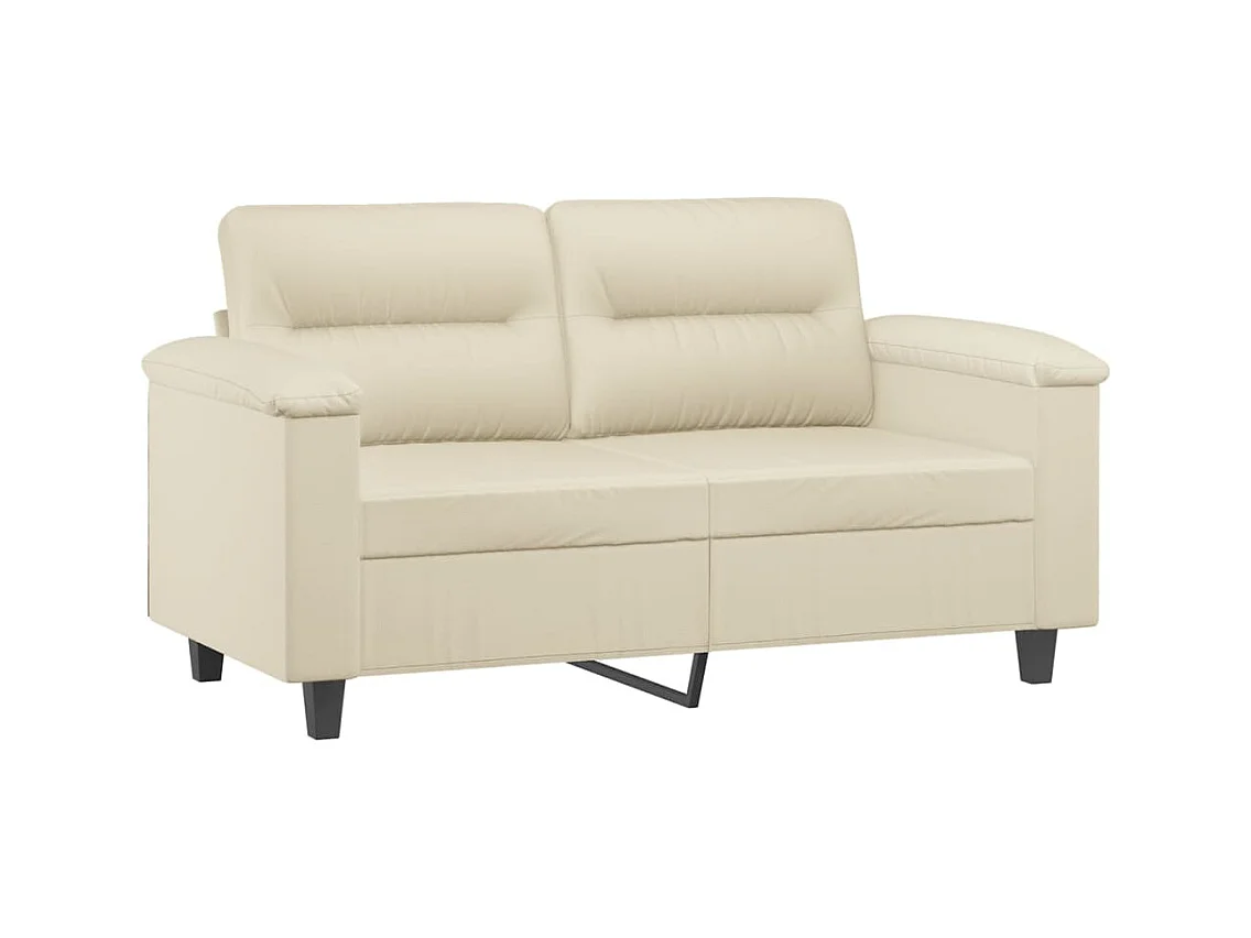 3-delige bankstel met crèmekleurige kunstleren kussens