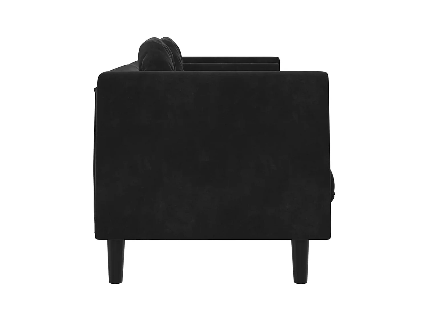 Sofá de 3 plazas de terciopelo negro con cojines