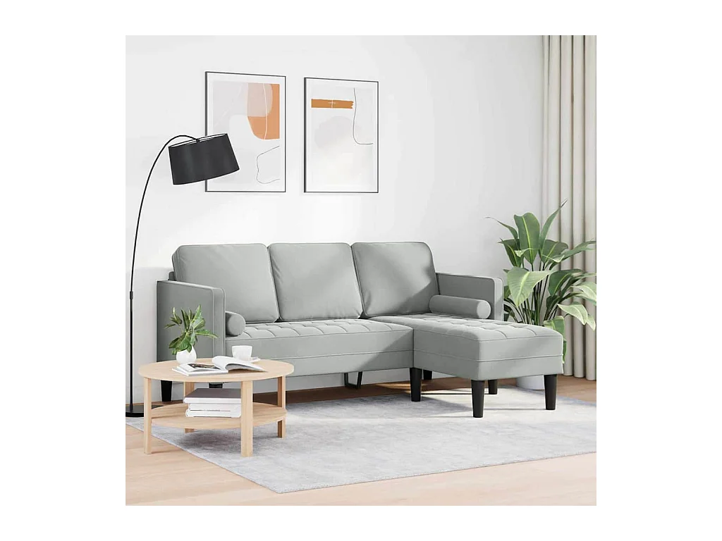 Divano grigio chiaro 173 x 131 x 67 cm in velluto