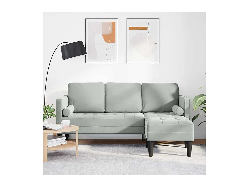 Lichtgrijze bankstel 173 x 131 x 67 cm fluweel