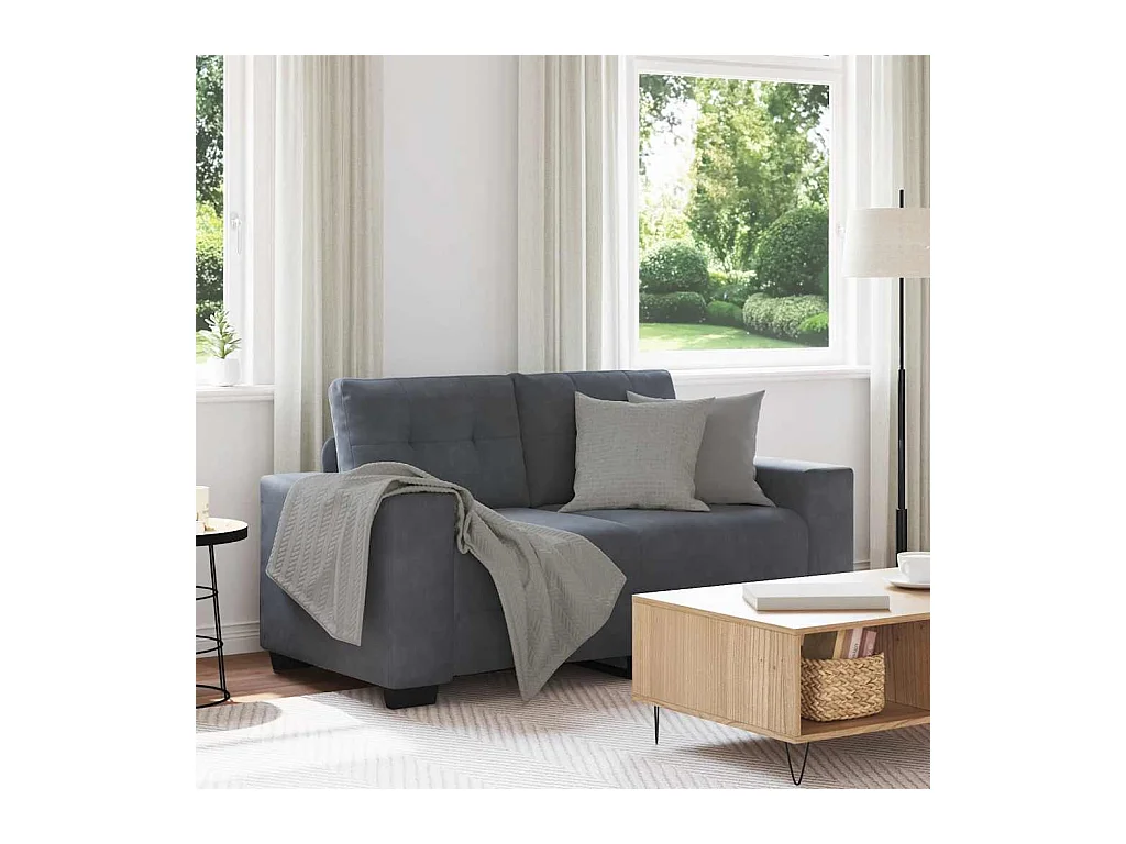 Canapé causeuse gris foncé 120 cm velours