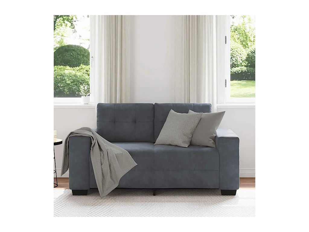 Canapé causeuse gris foncé 120 cm velours