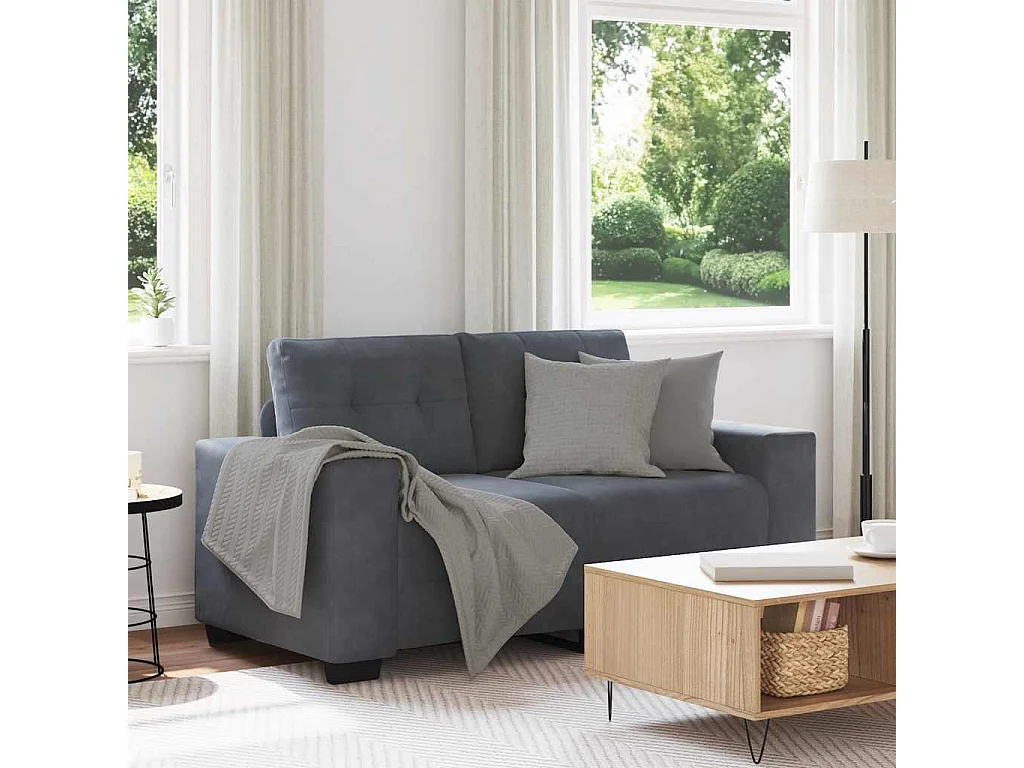 Sofá loveseat de terciopelo gris oscuro de 120 cm