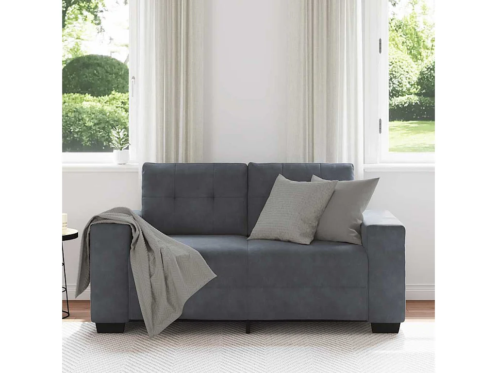Sofá loveseat de terciopelo gris oscuro de 120 cm