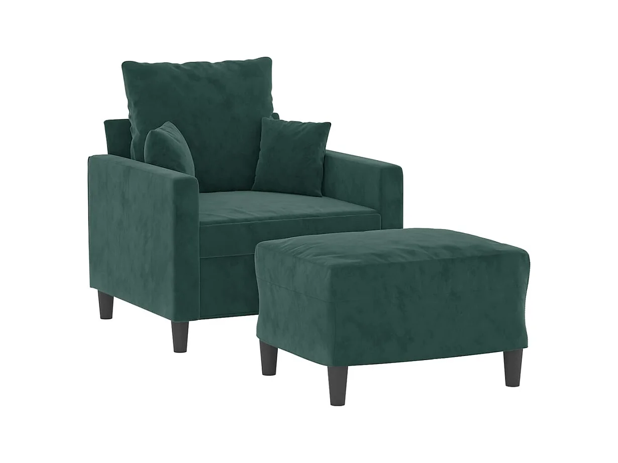 Sillón con reposapiés Verde oscuro 60 cm Terciopelo