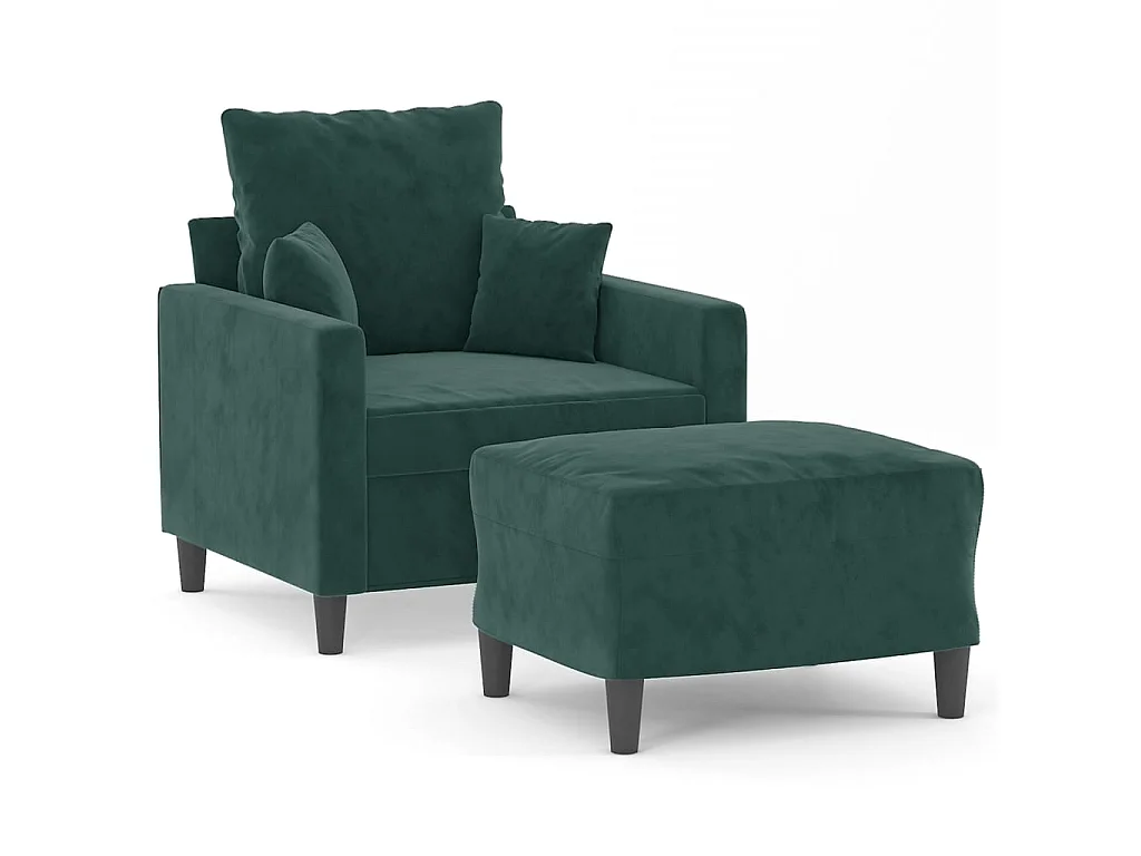 Poltrona con poggiapiedi Verde scuro 60 cm Velluto