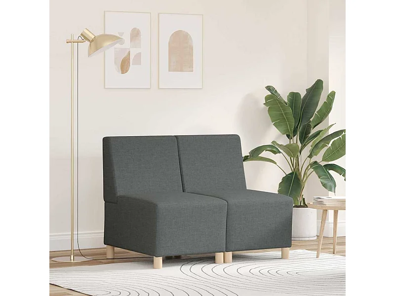Unité de Sofa Modulaire Sans Accoudoirs 2 pcs Gris foncé