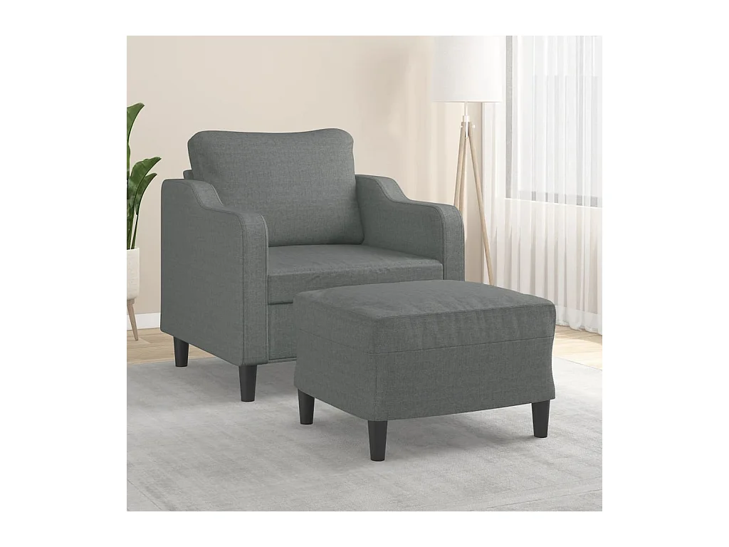Fauteuil avec repose-pied Gris foncé 60 cm Tissu