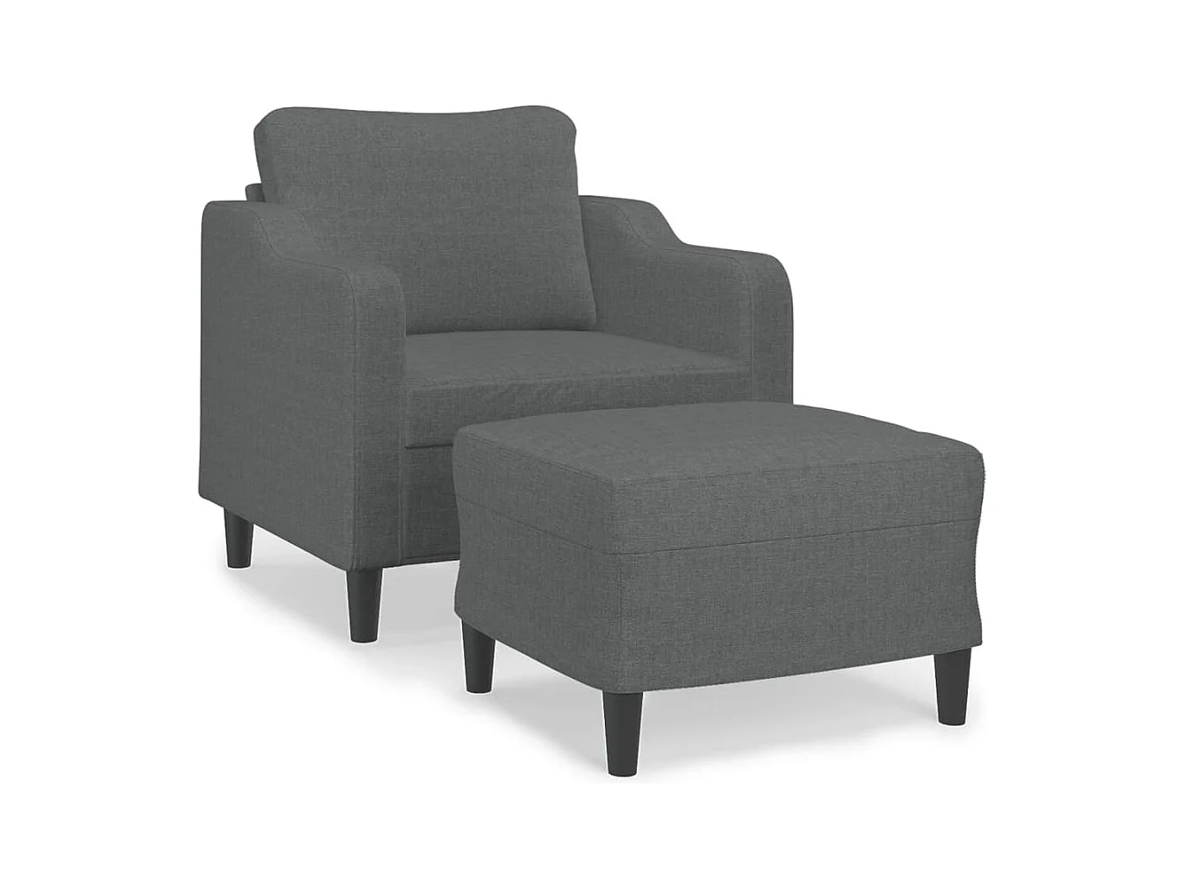 Fauteuil avec repose-pied Gris foncé 60 cm Tissu