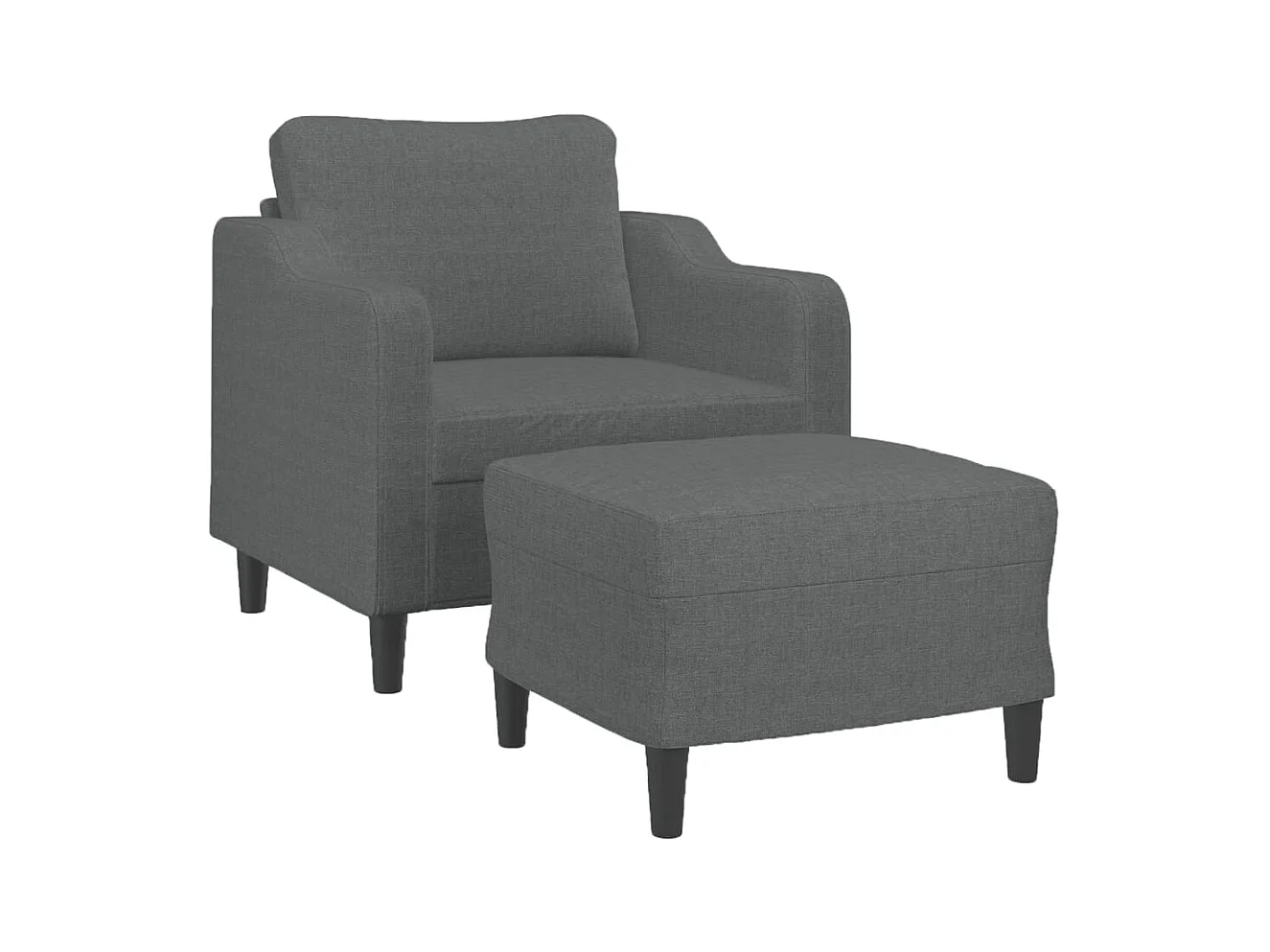 Fauteuil avec repose-pied Gris foncé 60 cm Tissu