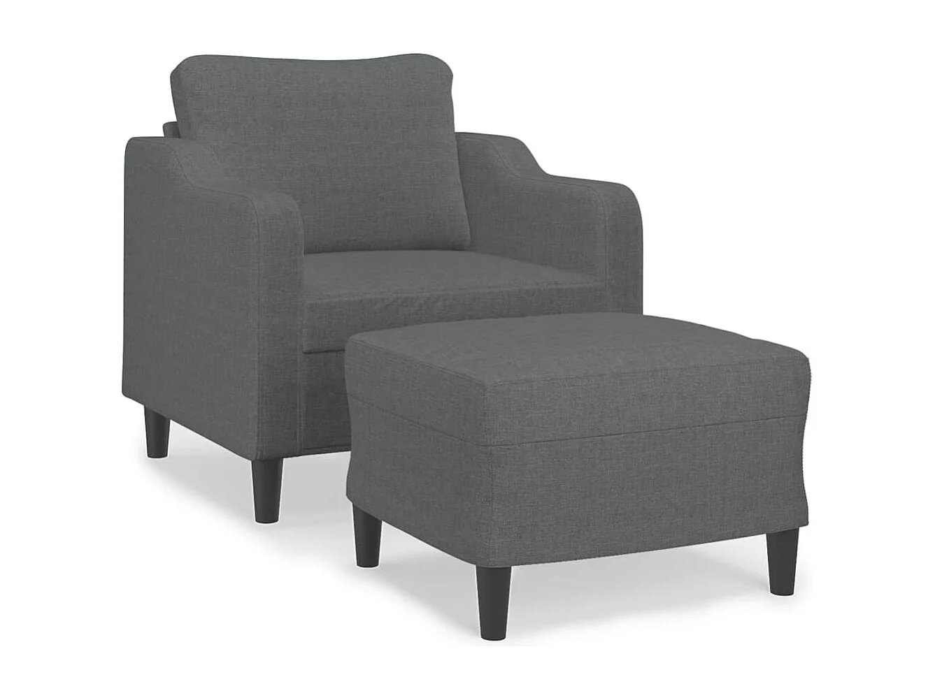Fauteuil met voetenbankje Donkergrijs 60 cm Stof