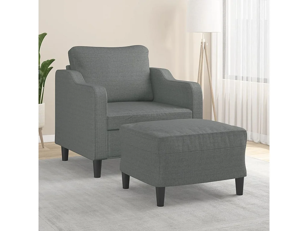 Poltrona con poggiapiedi Grigio scuro 60 cm Tessuto