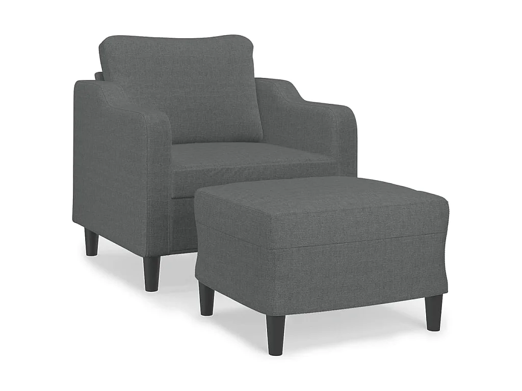 Poltrona con poggiapiedi Grigio scuro 60 cm Tessuto