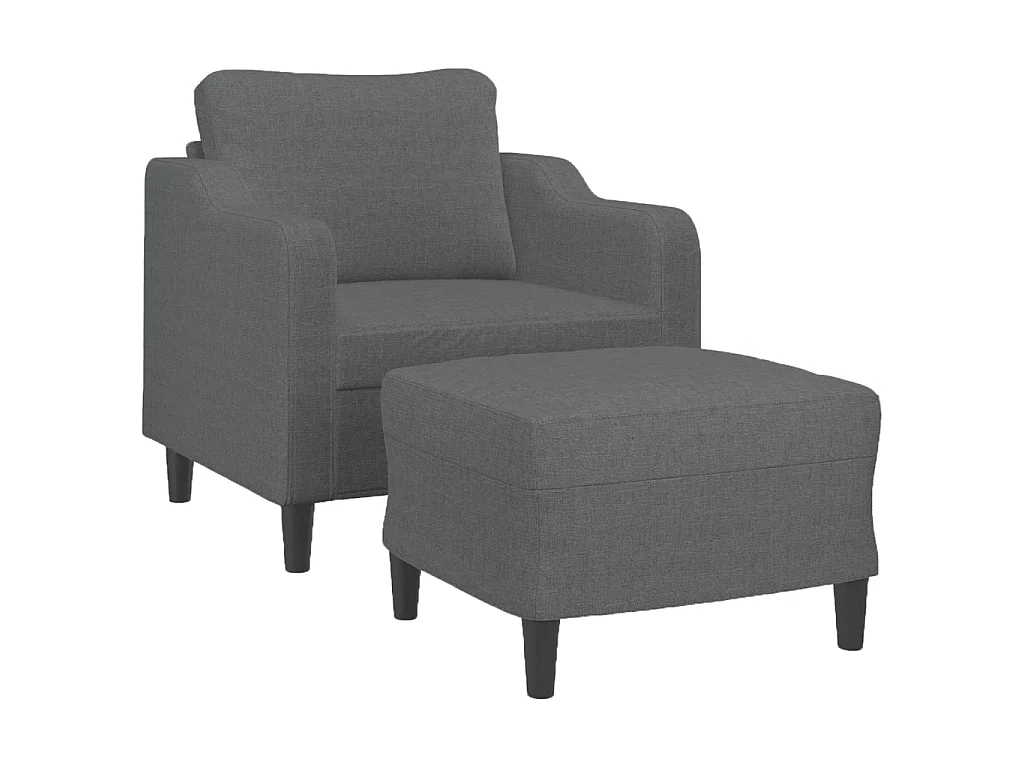 Poltrona con poggiapiedi Grigio scuro 60 cm Tessuto