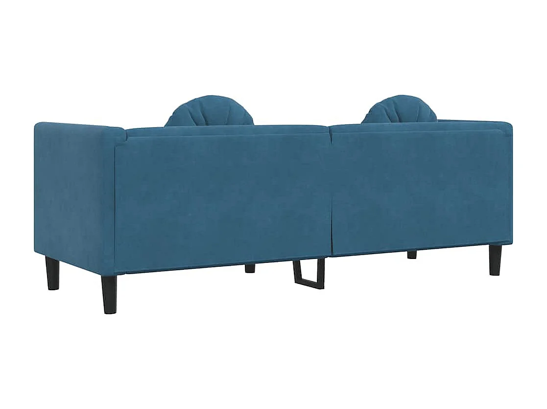 3-Sitzer-Sofa aus blauem Samt mit Kissen