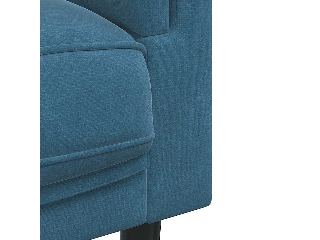 3-Sitzer-Sofa aus blauem Samt mit Kissen