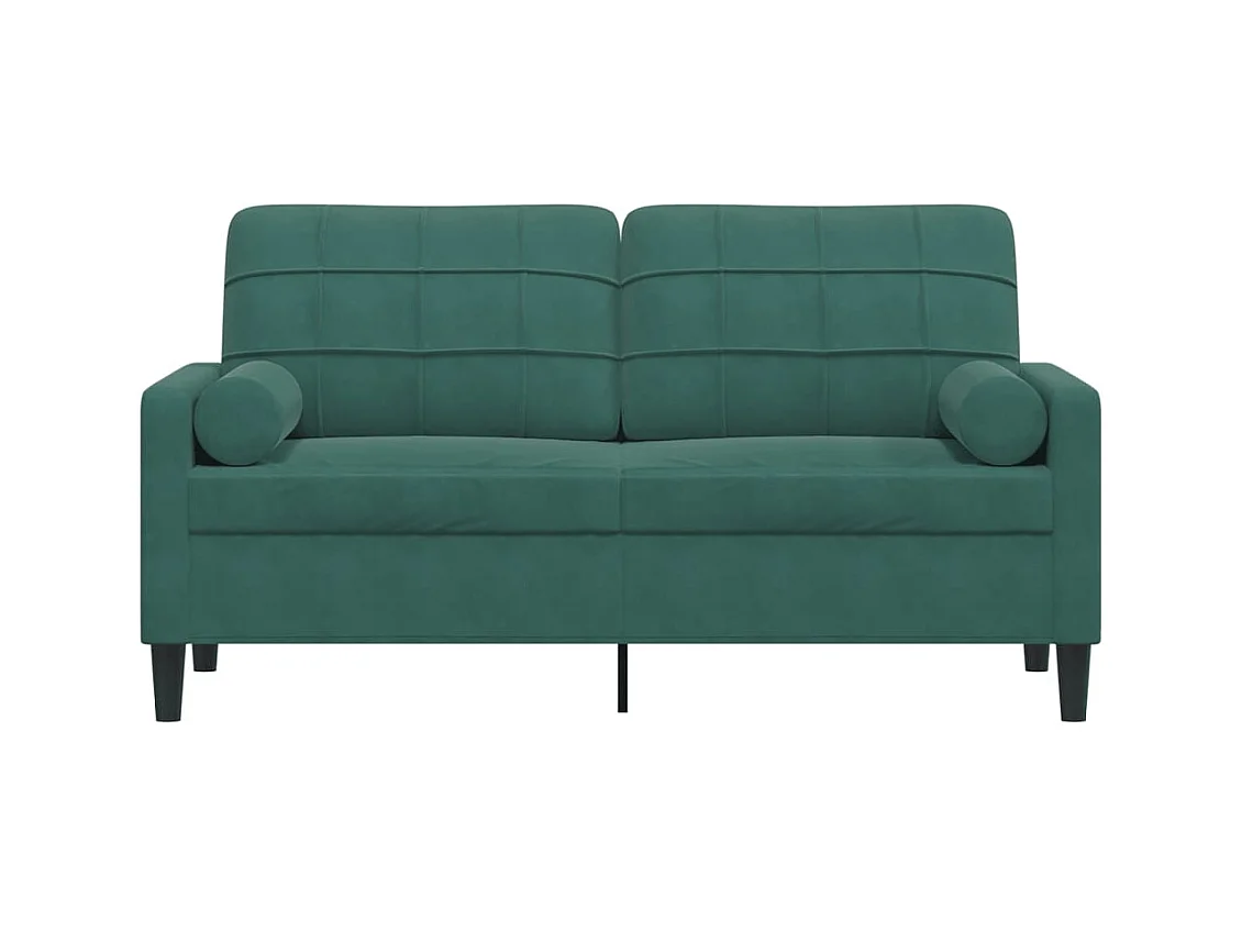 2-zitsbank met donkergroene kussens 140 cm fluweel