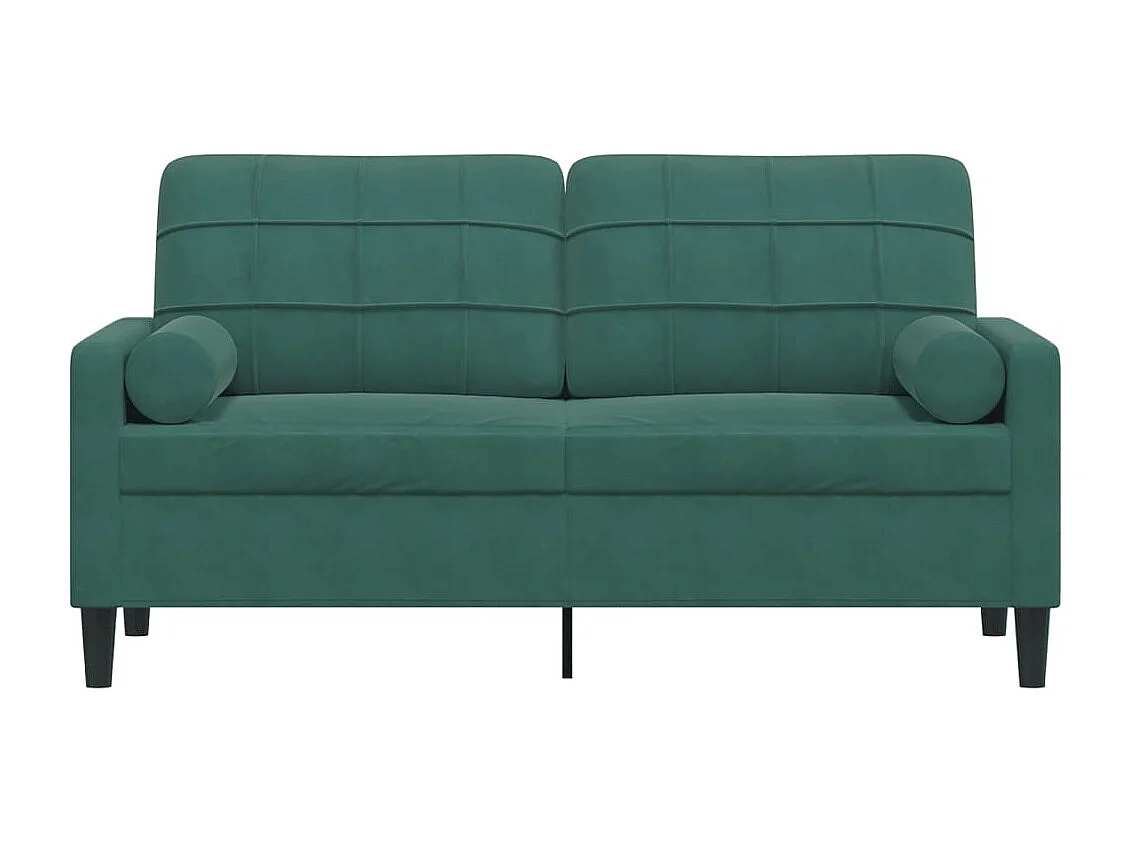 Sofá de 2 plazas con cojines verde oscuro de terciopelo de 140 cm