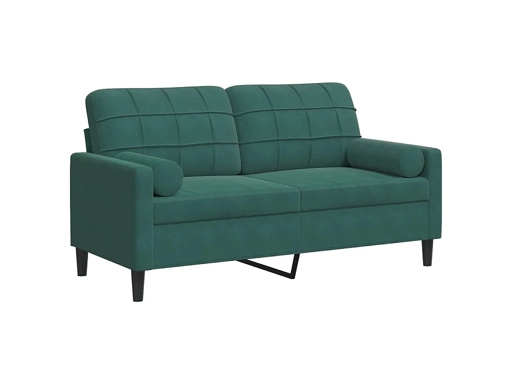 Canapé 2 places avec oreillers vert foncé 140 cm velours