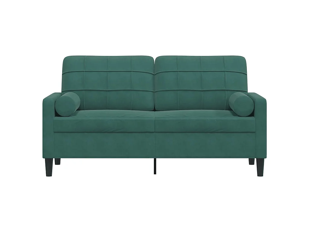 Canapé 2 places avec oreillers vert foncé 140 cm velours