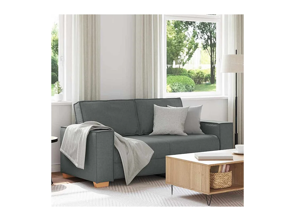Canapé 2 places Gris foncé 140 cm Tissu