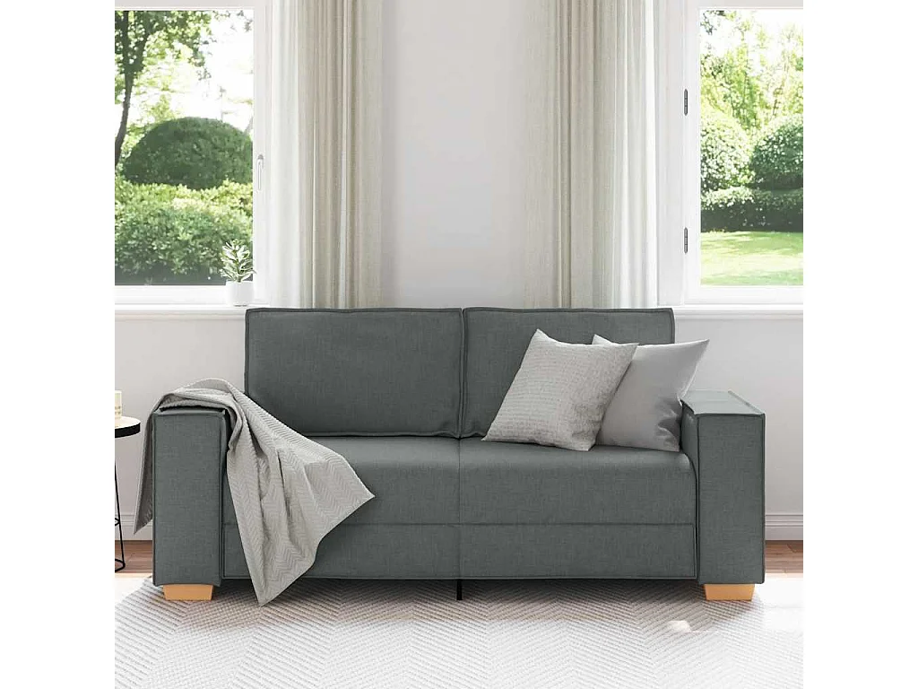 Canapé 2 places Gris foncé 140 cm Tissu