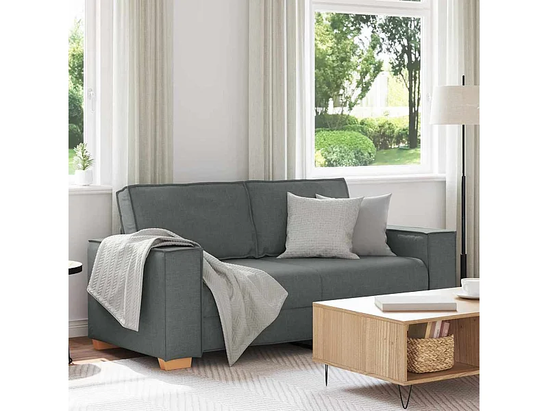 Canapé 2 places Gris foncé 140 cm Tissu