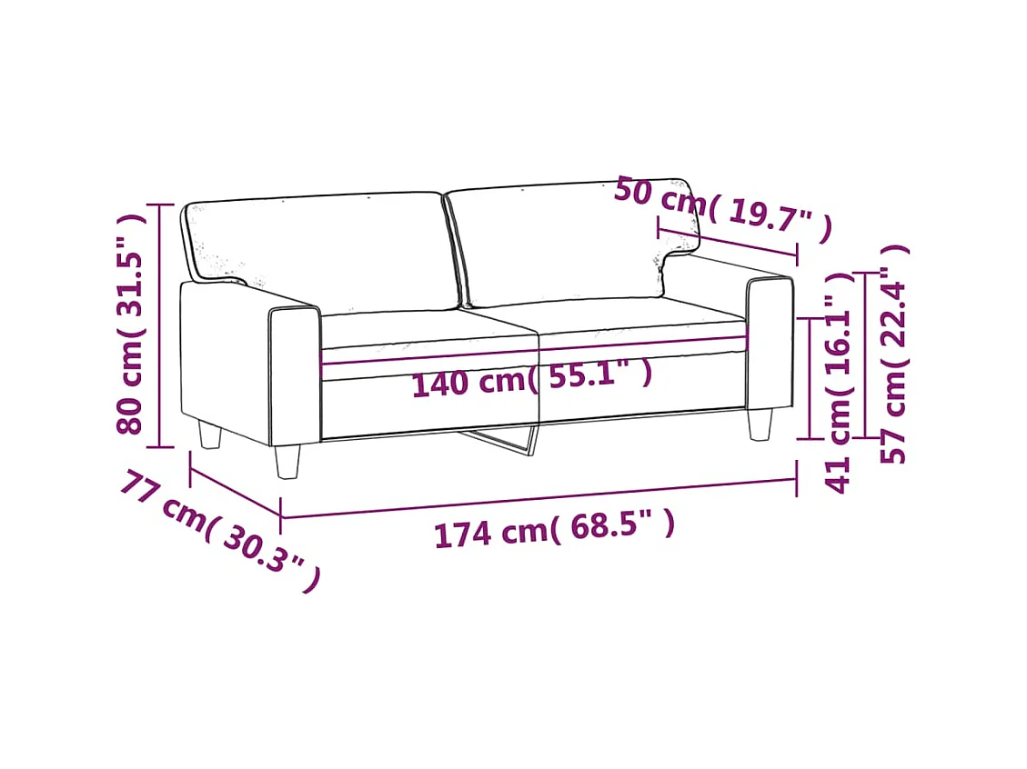 2-zitsbank Grijs 140 cm Kunstleer
