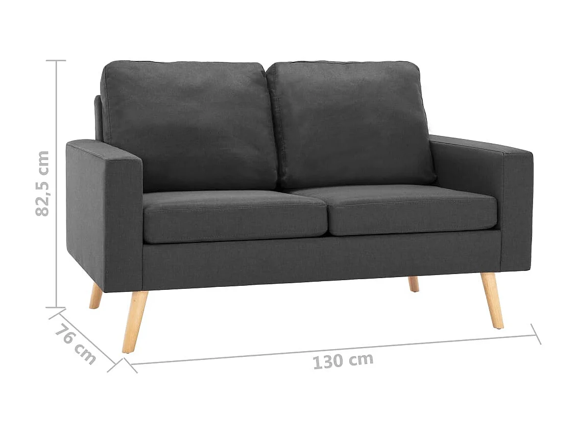 Conjunto de sofá de 2 piezas en tela gris oscuro