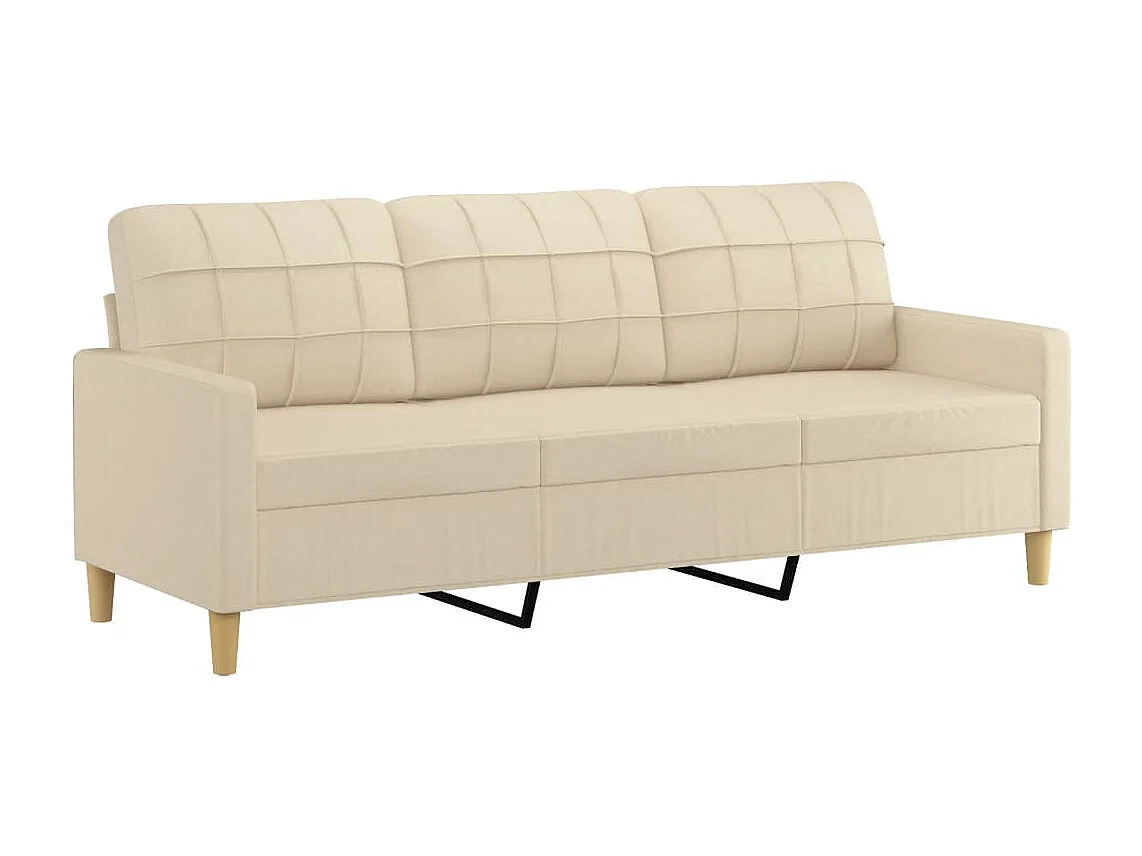 4-teiliges Sofa-Set mit Kissen, cremefarbener Stoff