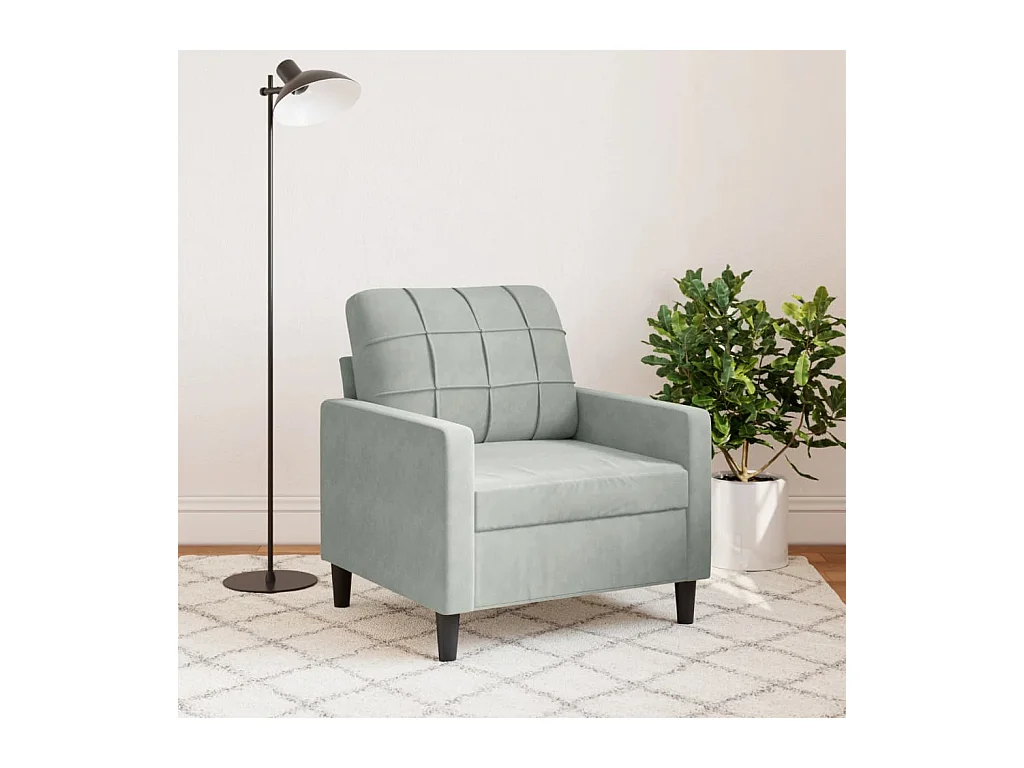 Lichtgrijze fauteuil 60 cm fluweel