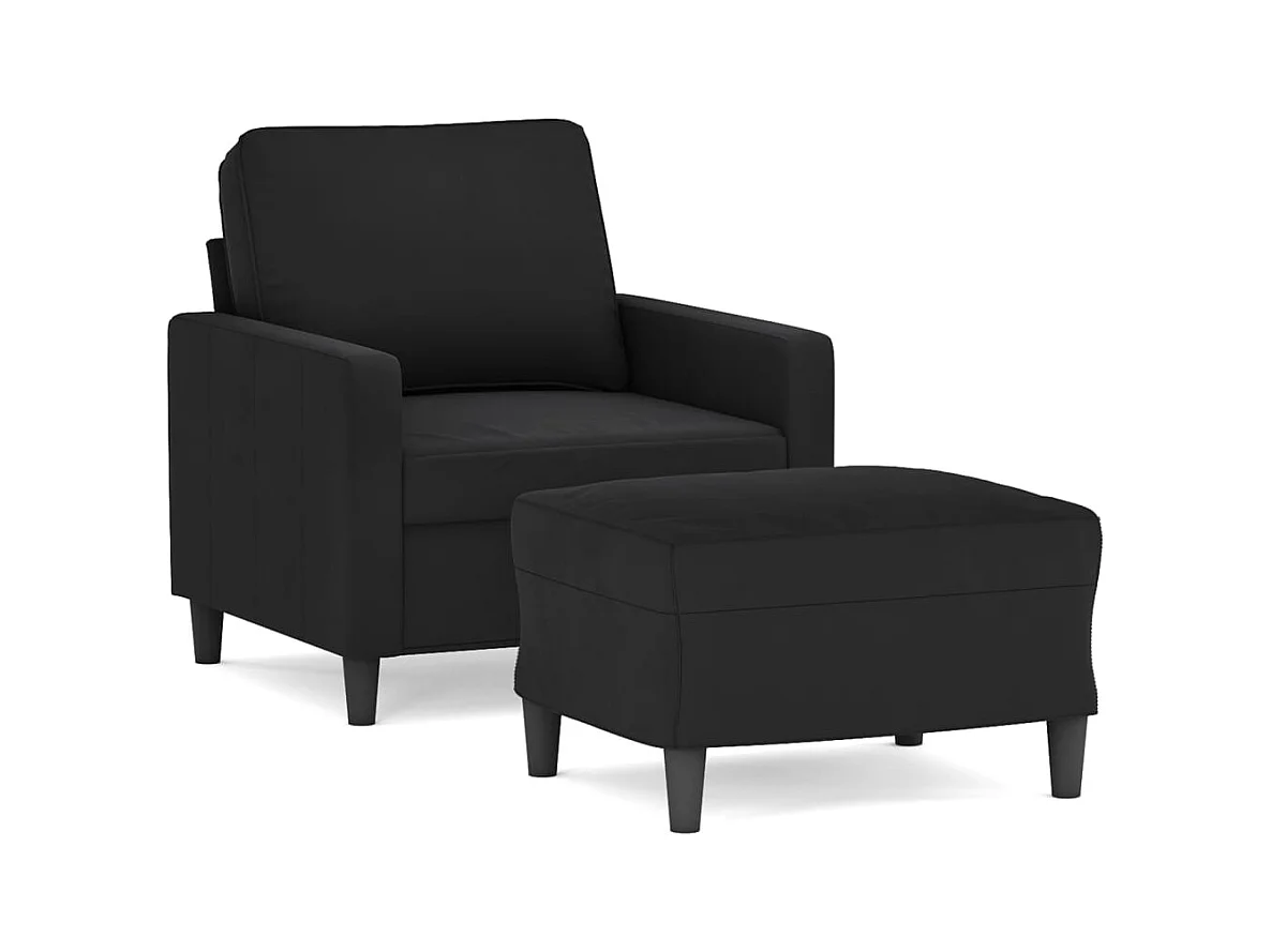 Sillón con reposapiés Terciopelo Negro 60 cm
