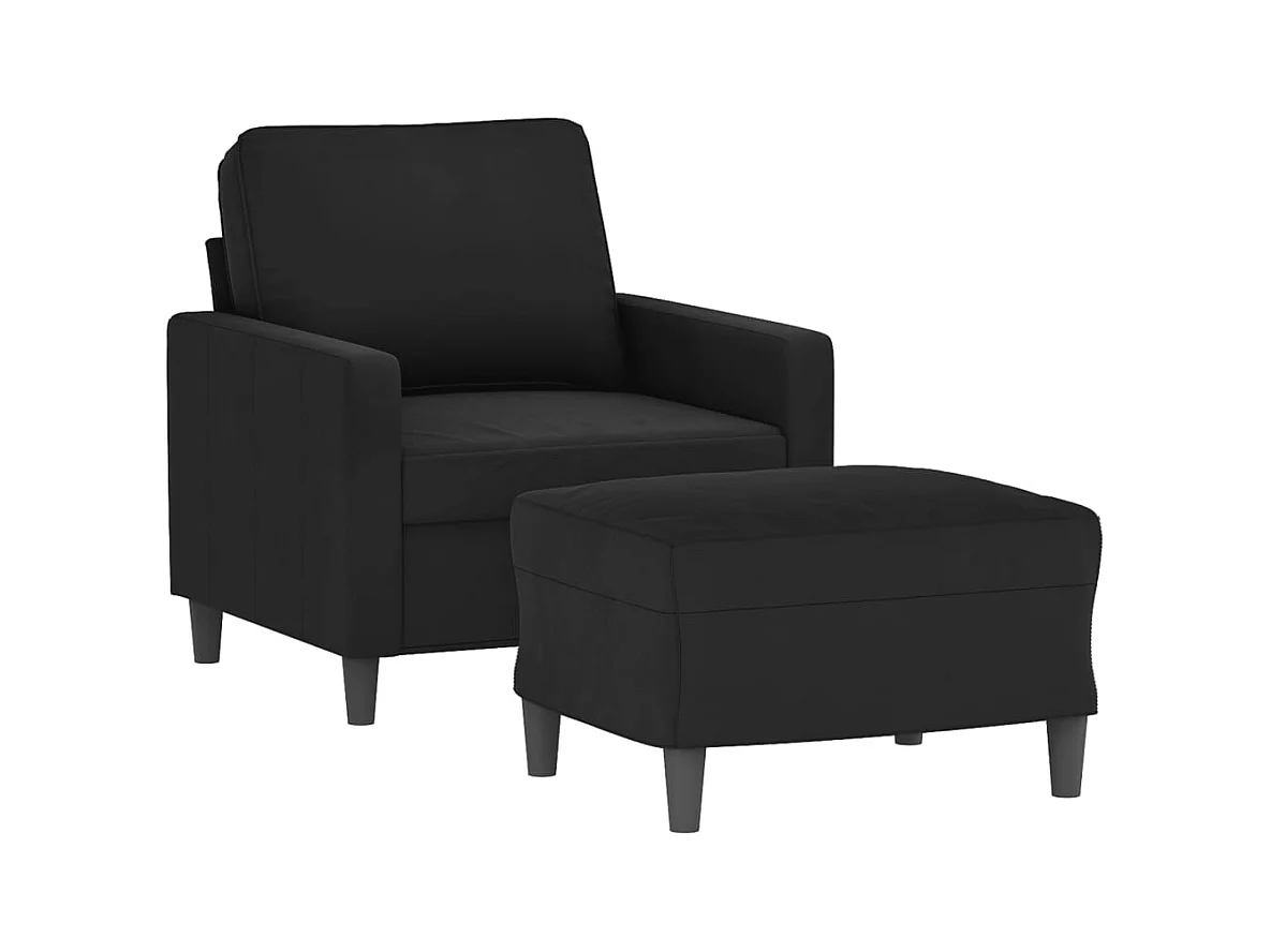 Sillón con reposapiés Terciopelo Negro 60 cm