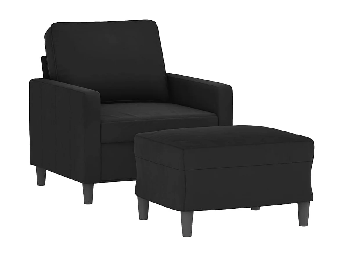 Sillón con reposapiés Terciopelo Negro 60 cm
