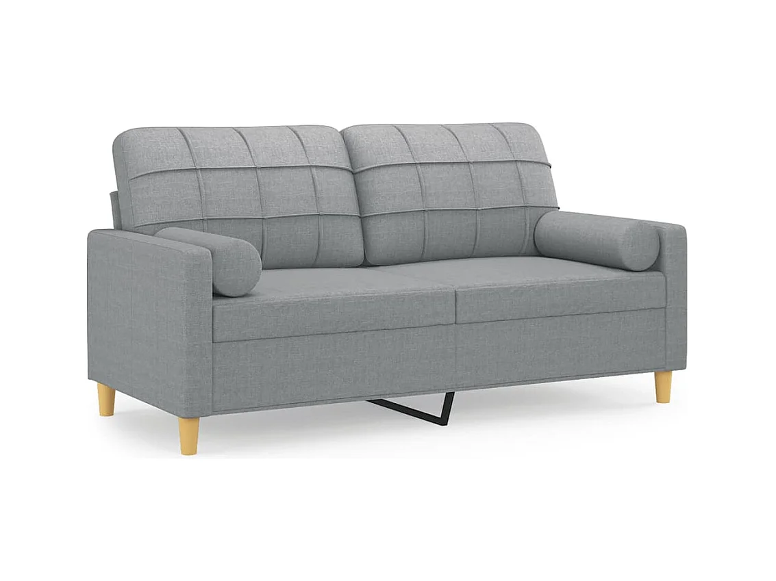 2-Sitzer-Sofa mit hellgrauen Kissen, 140 cm, Stoff