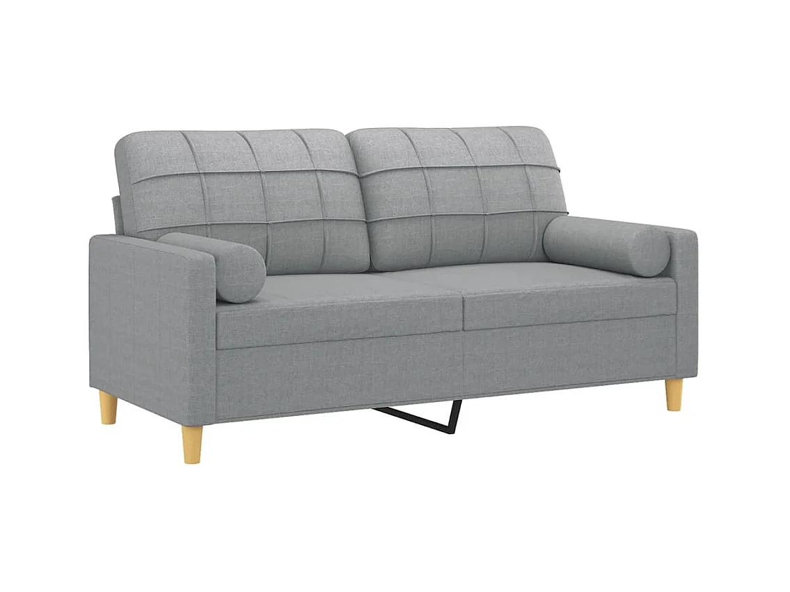 2-Sitzer-Sofa mit hellgrauen Kissen, 140 cm, Stoff