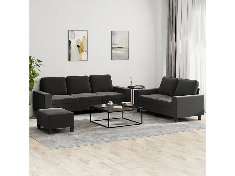 Conjunto de sofá de 3 piezas de tela negra