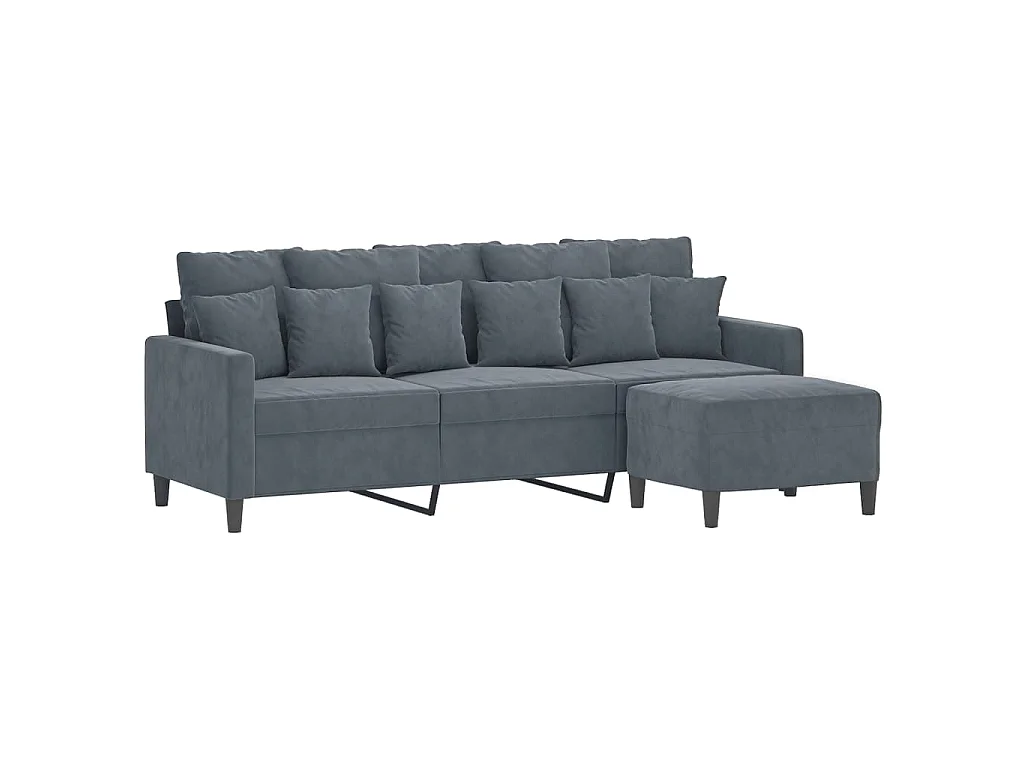 3-Sitzer-Sofa mit Fußhocker Dunkelgrau 180 cm Samt