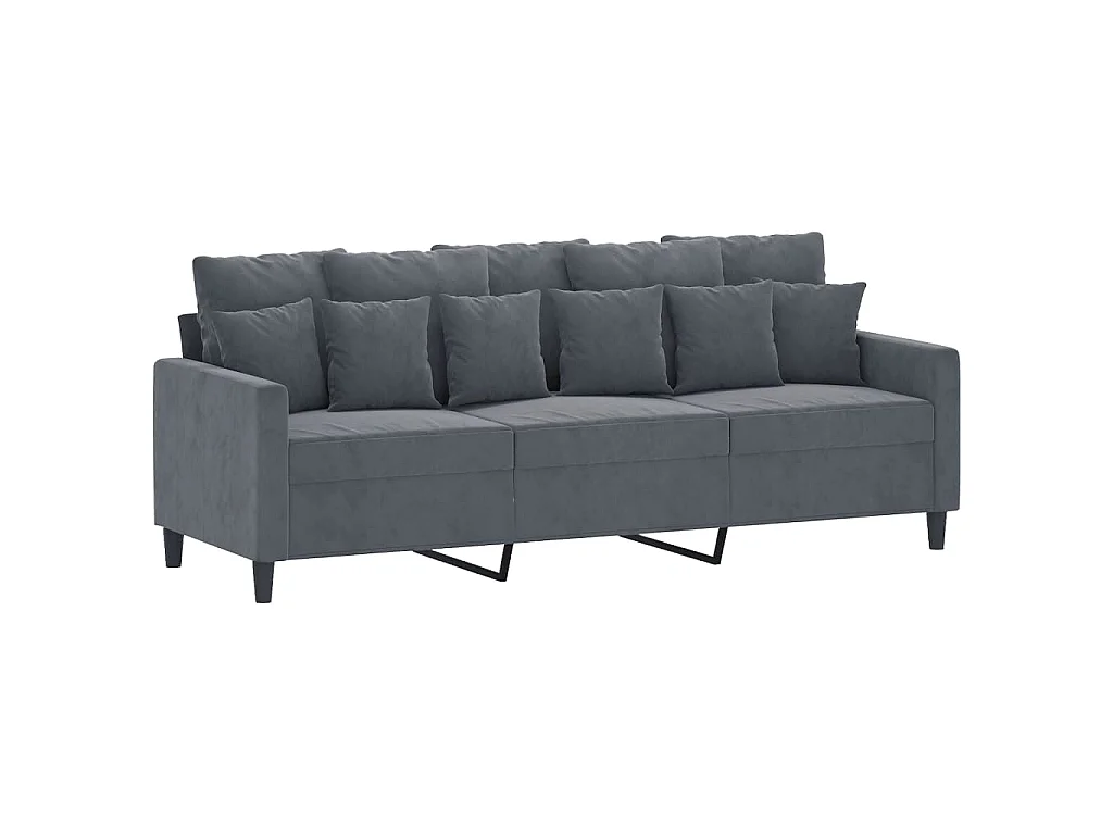 3-Sitzer-Sofa mit Fußhocker Dunkelgrau 180 cm Samt