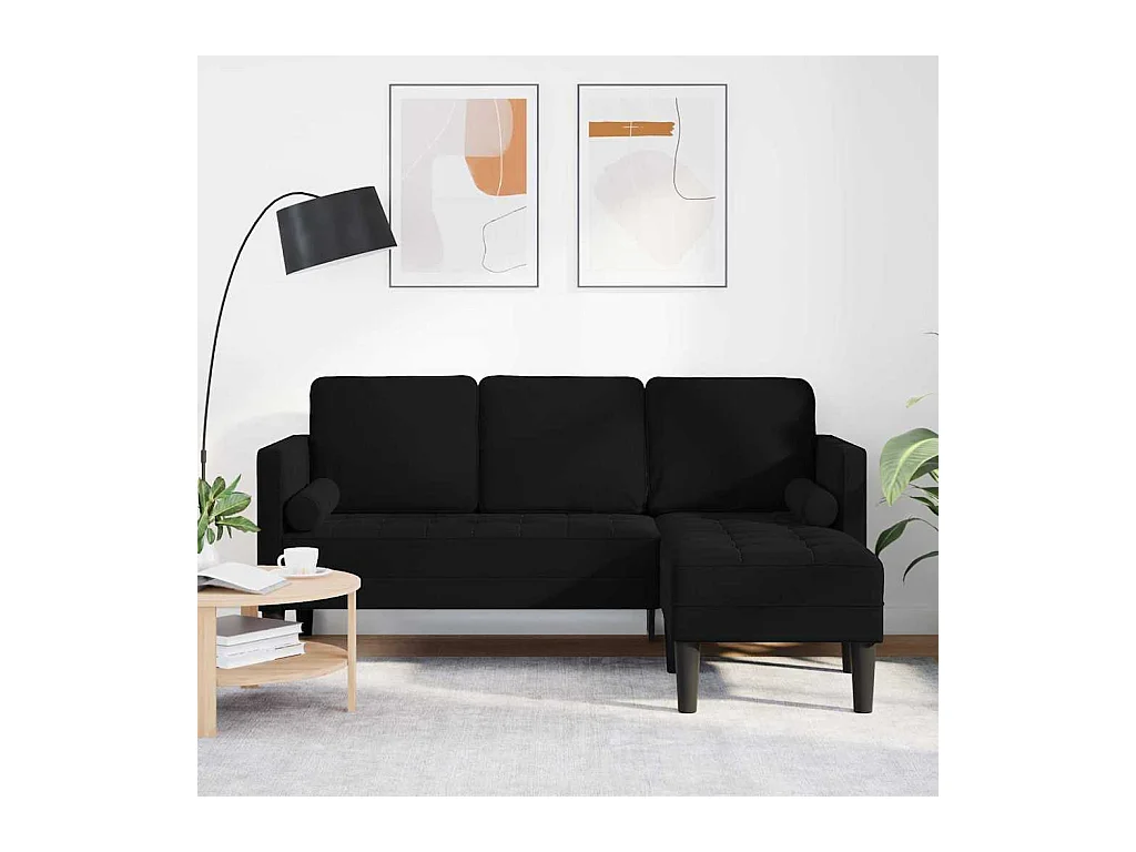 Set divano nero 173 x 131 x 67 cm velluto