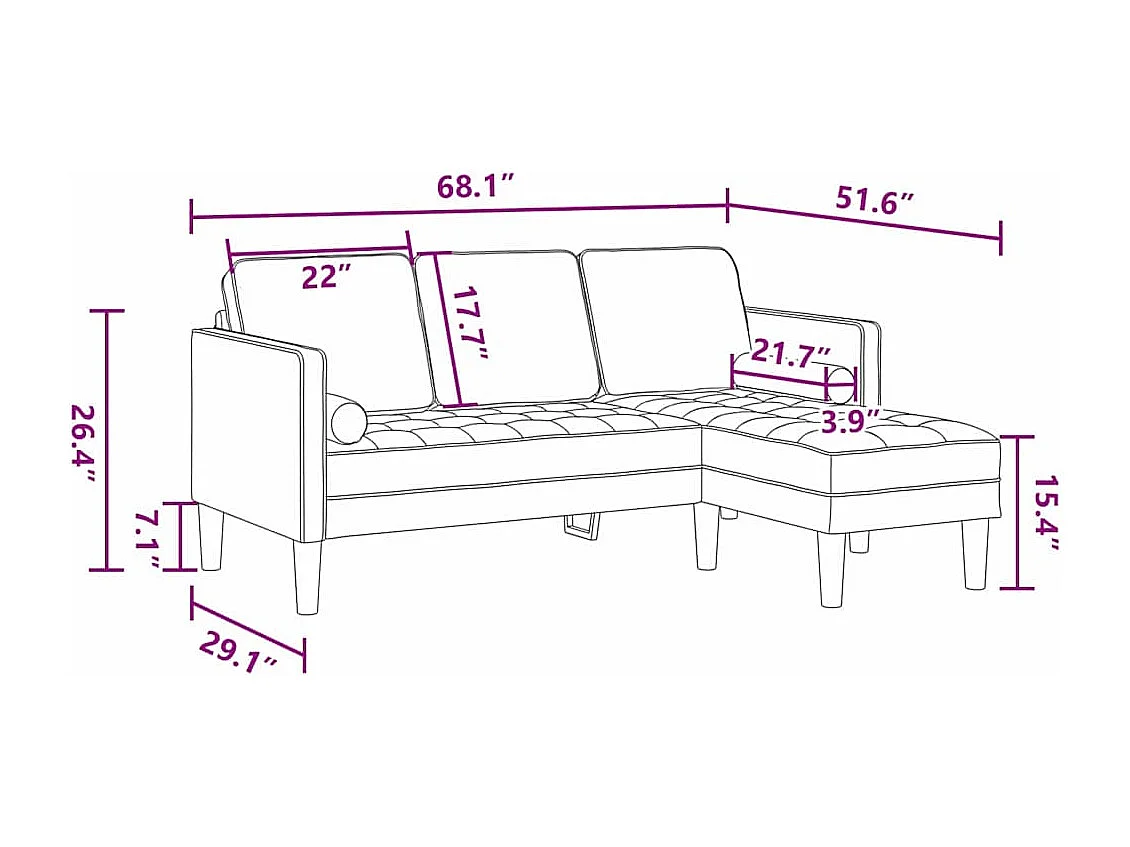 Zwarte bankstel 173 x 131 x 67 cm fluweel