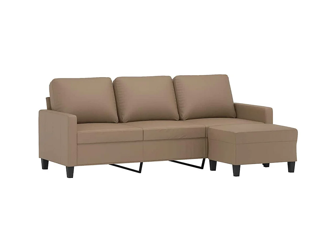 Divano 3 posti con poggiapiedi Cappuccino 180cm Similpelle