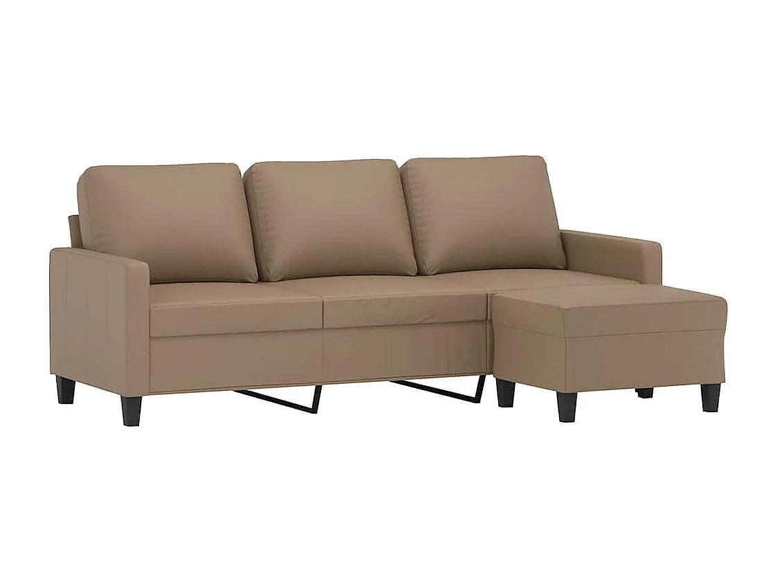 Divano 3 posti con poggiapiedi Cappuccino 180cm Similpelle